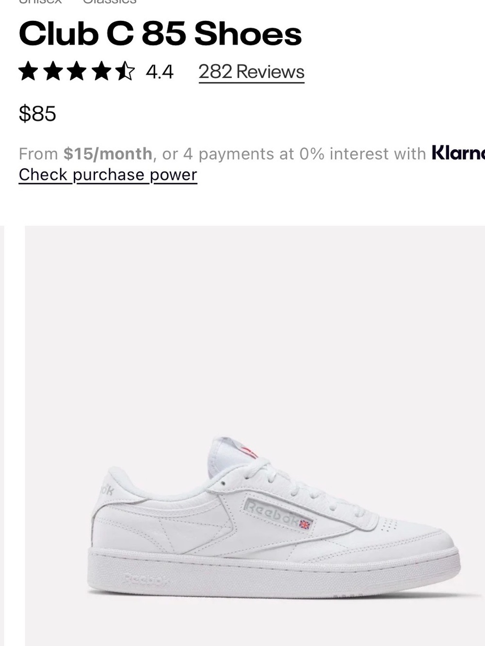 Reebok White Club C 85 Sneakers | Women’s US 5